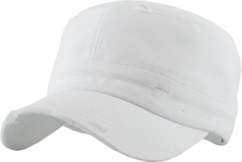 Image of Vintage Distressed Cadet Army Cap Basic Everyday Military Style Hat
