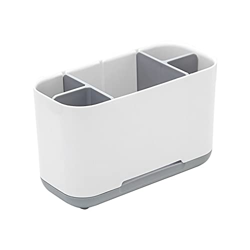 ELECDON Toothbrush Holder, Bathroom Countertop Tooth Drain Storage Rack with Drainage Hole, Storage for Electric Toothbrush, Toothpaste, Makeup Brush, Razor, Comb Toiletries Organize Racks (Grey)