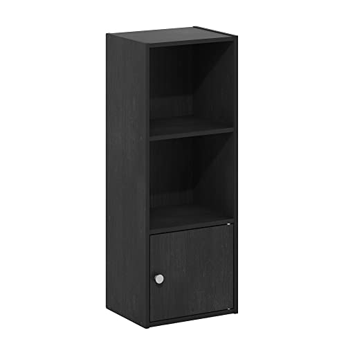 Furinno LUDER Book Shelf, 3-Tier Modern Bookshelf, Bookcase with 1 Door Storage Cabinet, 9.3 x 12 x 31.5, for Organization and Storage, for Living Room, Bedroom, Home Office, Blackwood by Furinno - Image 6