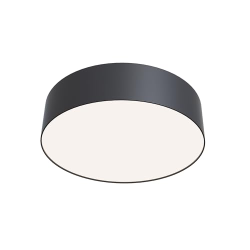 MAYTONI DECORATIVE LIGHTING Flach LED-Deckenleuchte Zon aus Aluminium und Kunststoff, Rund, Schwarz, Modernes Design, Kompakt, LED inklusiv 4000K, 32W für Schlafzimmer, Wohnzimmer, Esszimmer, Küche