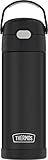 THERMOS FUNTAINER 16 Ounce Stainless Steel Vacuum Insulated Bottle with Wide Spout Lid, Black Matte