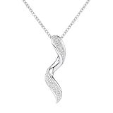 Naava Women's 9ct Gold Necklaces for Women - White Gold Necklace Pendant with Authentic 0.02 ct Diamonds & Belcher Chain - Elegant Gift Box Included Perfect for Special Occasions