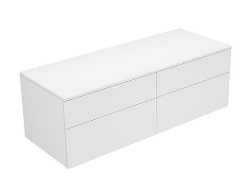 Keuco KE Sideboard Edition 400 31767, 4 agujeros, blanco/cristal trufa transparente
