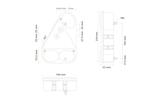 UNITRAILER ASPÖCK Kit feux arrière Earpoint III gauche droit 12-24V 6 fonctions stop clignotant recul antibrouillard triangle prises 5 broches IP54 E4 ADR Zone 2 set complet pour remorque auto – vue 2