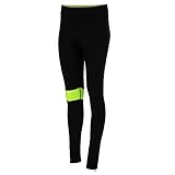 Airtracks Damen Winter Fahrradhose Lang - Thermo Radhose Lang - Radlerhose - 3D Coolmax gepolstert - Atmungsaktiv - Reflektoren - L - schwarz-neon