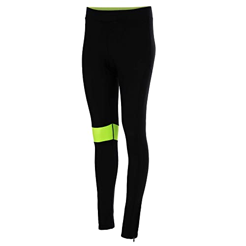 Airtracks Damen Winter Fahrradhose Lang - Thermo Radhose Lang - Radlerhose - 3D Coolmax gepolstert - Atmungsaktiv - Reflektoren - M - schwarz-neon