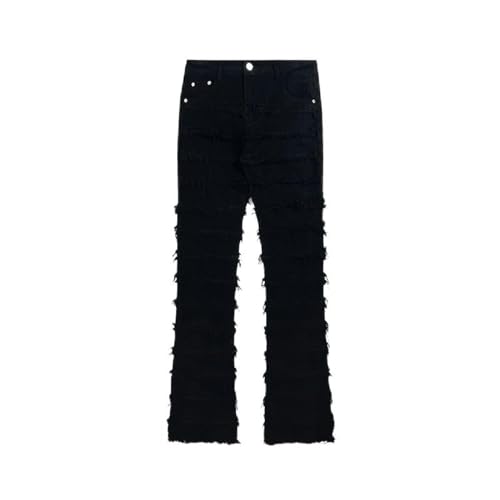 Jean américain détruit bords bruts homme pantalon slim pour silhouette élancée