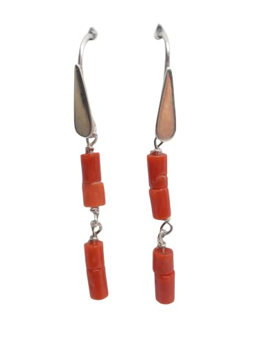 Corail rouge boucles d'oreilles pendantes en argent 925 cadeau idéal femme