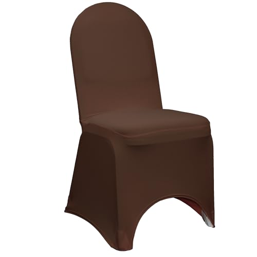 YOUR CHAIR COVERS - 100 Pack Stretch Spandex Banquet Chair Covers - Chocolate Brown, Wedding Slip, Premium Quality