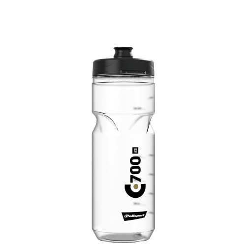 Polisport 8644900017 - Bidon vélo modèle C700 de 700 ml. Bouteille d'eau pour cyclistes sans BPA en couleur transparente/noir/noir Cover