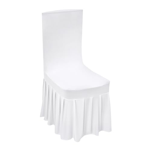 Qussse Lot de 20 housses de chaise extensibles blanches - Pour banquet et jupe - Universelles - Pour décoration de mariage et de fête