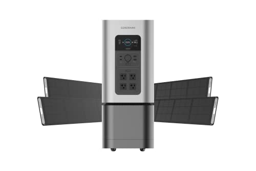 Generark Solar Generator for Homes & RVs: HomePower 2 PLUS Backup Battery Power Station & Four (4) All-Weather Portable Solar Panels. 2200W - 4400W at 110V, 2060Wh. Up to 7 Days of Emergency and Reliable Power. 4 AC Power Outlets. 4 USB Power Outlets
