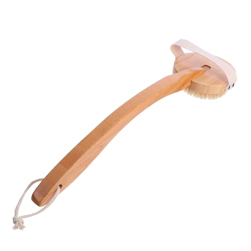 SHERCHPRY 1Pc Wooden Bath Brush with Detachable Long Handle Soft Bristles for Deep Cleansing and Exfoliating Comfortable Skin Care Shower Tool for All Body Types Khaki