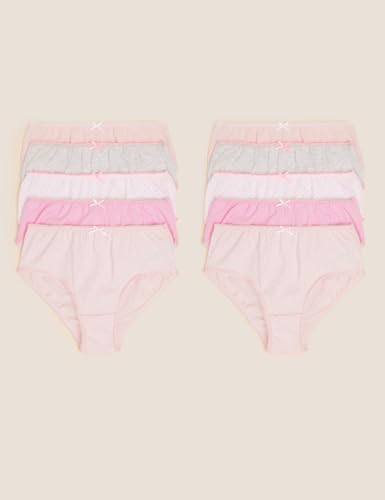 Image of Marks & Spencer Girls Cotton Solid High Rise Knicker (Pack of 10)