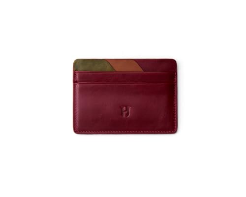 Wallet for Men, Slim Minimalist Card Holder, 6 Card Slots, Main Pocket, Full-Grain Handcrafted Front Pocket Leather, Gift Box - Pouch for Christmas & Birthday, Burgundy (Plus Colors)