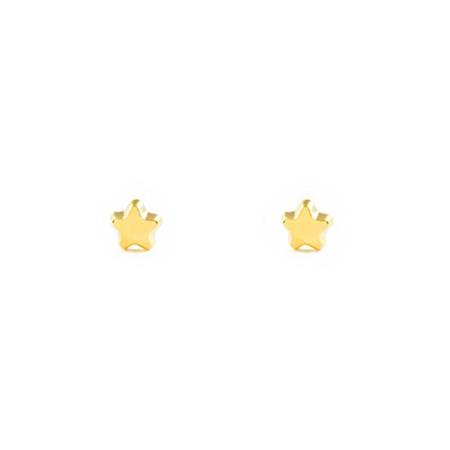 Pendientes Bebe Estrella lisa en brillo - Estuche Regalo - Certificado de Garantía - Mondepetit