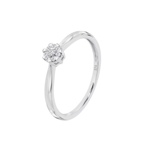 Time RoaD Anillo Mujer Solitario de Diamante Oro Blanco 9K de 375 ml - Diseño Ergonómico y Ajuste Perfecto DIA00007/12 - Ideal para Compromiso - Pedida - Alianza - Promesa - Anillos Mujer