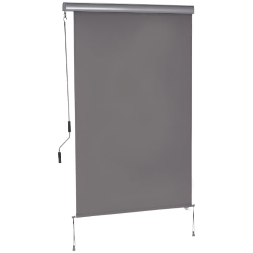 Outsunny Senkrechtmarkise Windschutz Seitenrollo 200 x 120 cm Grau