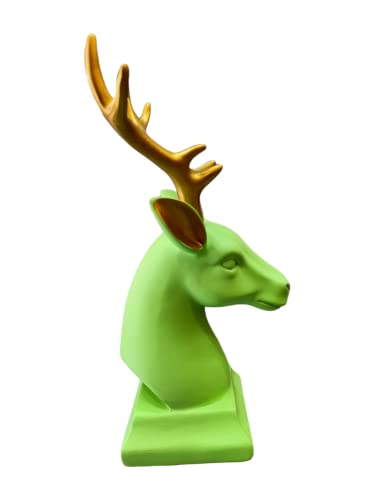 Image of AUGEN Polyresin Green Deer Idol Statue Showpiece for Home Decor Decoration and Gifting (1 Piece,9830E)