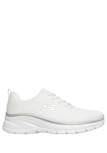 Skechers - Zapatilla Deportiva,de Tela,con Cordones,Suela de Goma,Suela Blanca con cuña,de Rejilla para: Mujer Color: WSL Talla:35