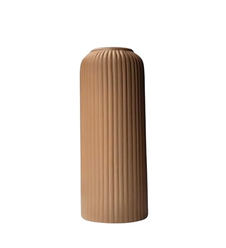 Image of KREATIVE ART'S Modern Ribbed Design Ceramic Flower Vase for Living Room, Flower Pots for Artificial Flower, Home Decoration Item, Home Decor, Vases for Living Room (Beidge, Large)