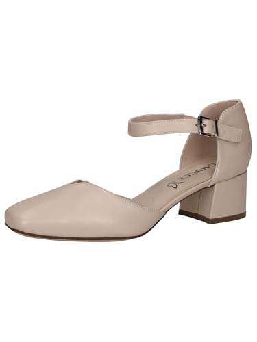 CAPRICE Damen Pumps aus Leder mit Klettverschluss, Beige (Beige...