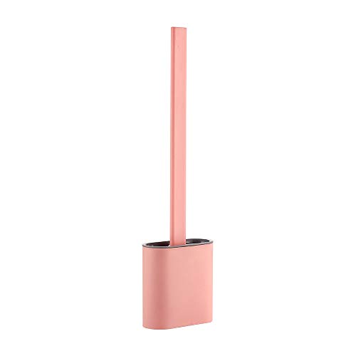 Ibergrif - Brosse Flexible de Toilette WC avec Support, Silicone, Séchage Rapide M34151-1 Rose Taille Unique