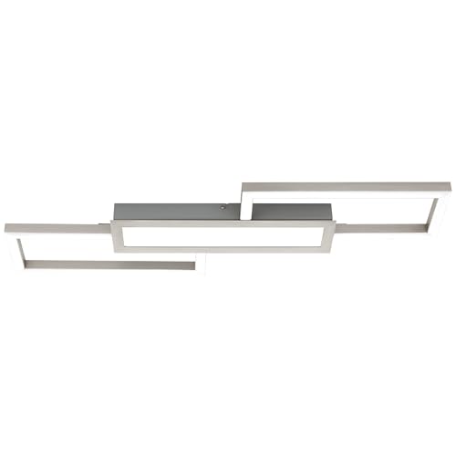 EGLO LED Deckenleuchte Fomento, geometrische Deckenlampe, Deckenbeleuchtung aus Metall in Nickel-matt und Kunststoff in Weiß, Aufbauleuchte für Büro und Küche, warmweiß-kaltweiß, L 78 cm EGLO LED Deckenleuchte Fomento, geometrische Deckenlampe, Deckenbeleuchtung aus Metall in Nickel-matt und Kunststoff in Weiß, Aufbauleuchte für Büro und Küche, warmweiß-kaltweiß, L 78 cm