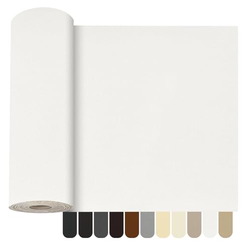 OcePor Self Adhesive Leather Repair Patch, 17 x 160 inch Leather Repair Tape, Leather Patches for Furniture, Vinyl Leather Repair Kit for Couches, Boat Seats, Furniture, Cars(White)