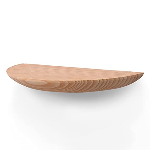 Rustic Farmhouse - Estantería flotante de madera pequeña para pared, pino macizo, semicircular, estante redondo montado en la pared, estantes de almacenamiento para dormitorio, sala de estar y baño
