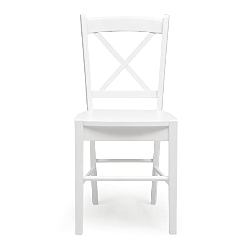 Homely - Silla de Comedor o Cocina - Golf | Silla de Madera Lacada | Respaldo Ergonómico | Silla Diseño clásico | Silla para Comedor, Cocina, Salón | Color Blanco