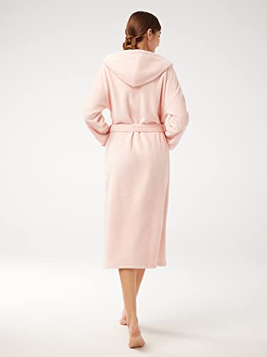 Sioro Womens Flannel Fleece Robe,Warm Plush Long Bathrobe For Women Hooded Winter Fuzzy Nightgown,Small,Pink #TOP2