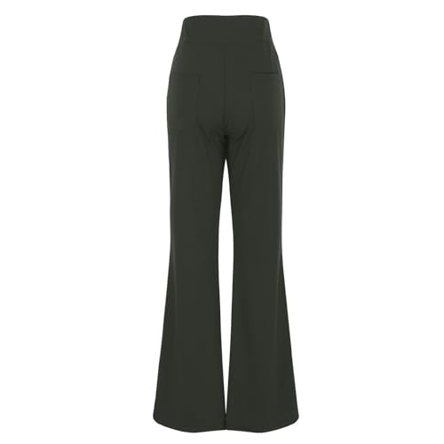 Womens Dress Pants Casual Stretchy High Waist Bell-Bottoms Slacks Business High Waist Bootcut Trousers with Pockets2