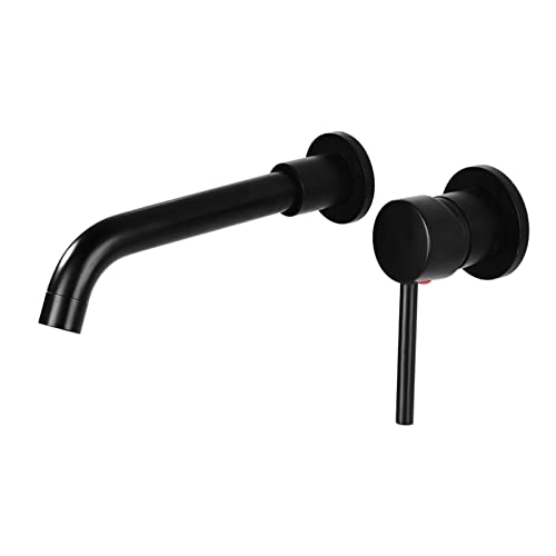 Robinet de lavabo noir mat avec commande fluide eau chaude froide