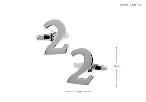 KnBoB Mancuernillas Numeral Árabe 2 Plata miniatura 5