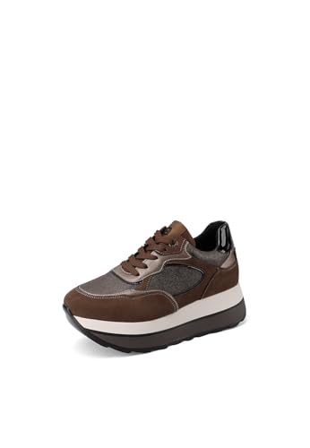 QUEEN HELENA Zapatillas altas de plataforma para mujer X33-17, marrón, 38 EU