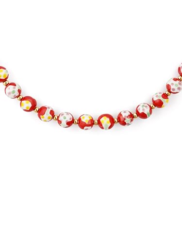 SINGULARU - Collar Carmesí. Acero con Baño en Oro de 18 Kt y Cerámica. Joyas Para Mujer.