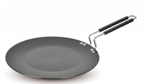 Nidhi Hercules Hard Anodised Tawa|25 cm Diameter|3 mm Thick Aluminium Base|Metal Spoon Friendly|Flat Roti & Paratha Tawa for Gas Stove|Durable Hard Anodised Cookware with Riveted Heat-Resistant Handle