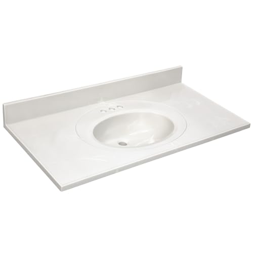 Image of 43 Inch Cultured Marble Vanity Top with Backsplash, Improved Package, Ivory - Design House, 586164