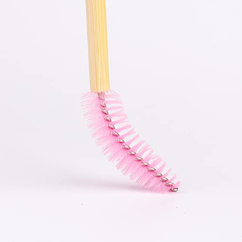 XNHIU Bamboo Lash Mascara Wands Eye Lash Applicators Eyelash Brushes for Lash Extensions (48), Pink - Image 3