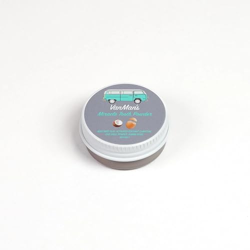 Vanman’s - Tiny Miracle Egg Shell Tooth Powder - Fluoride-Free Whitening Tooth Powder with Coconut Charcoal, Eggshell Powder - Remineralizing Tooth Powder - 0.25 oz