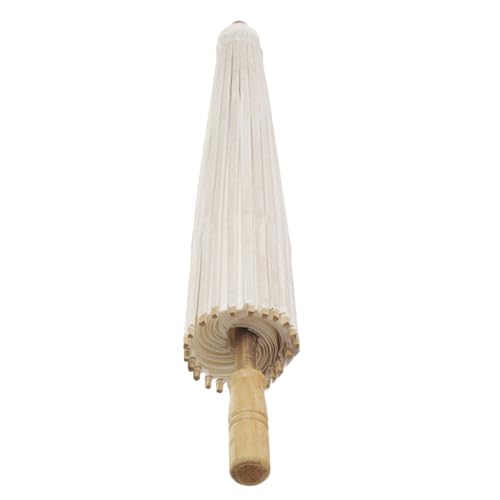 Genérico Paraguas de Papel de Aceite Blanco Diy, Sombrilla Tradicional Asiática de 83 Cm Diámetro y 52 Cm Mango de Bambú, Decoración para Bodas, Fotografía y Manualidades Artísticas