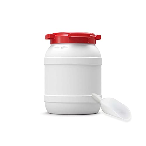 Futtertonne für Tierfutter mit Deckel & Schaufel | Große Öffnung | Tierfutterbehälter | Futtercontainer | Futterbox | HDPE | Top-Qualität (6 Liter) Cover