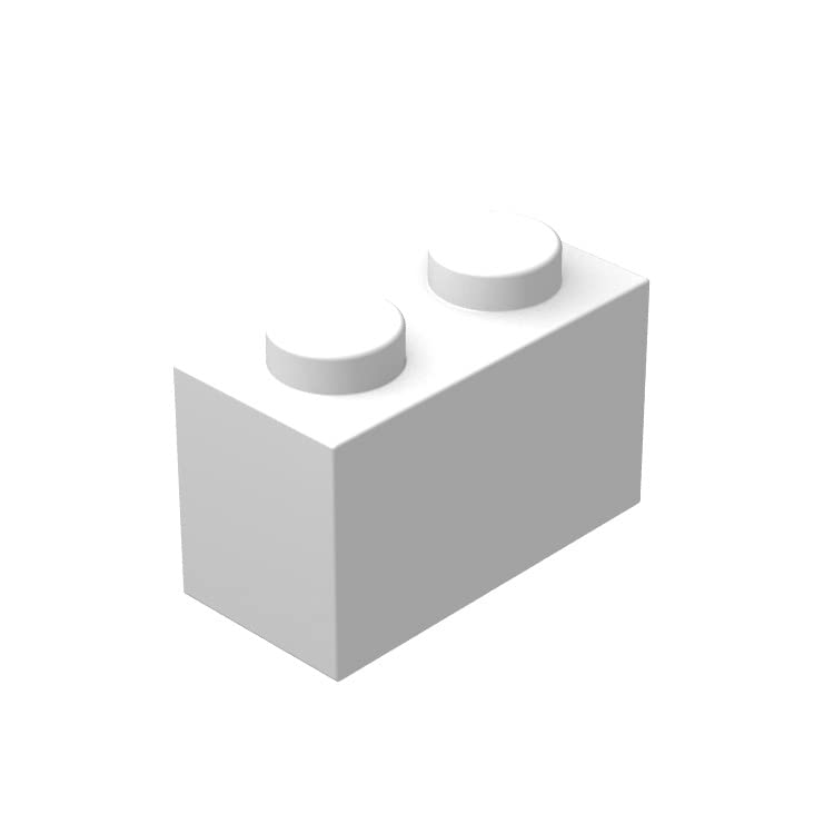 PlwooyurClassic Brick Block Bulk, White Bricks 1x2, Building Bricks Flat 100 Piece, Compatible with Lego Parts and Pieces: 1x2 White Bricks(Color:White)