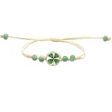 YUELUQU Pulsera ajustable hecha a mano con talismán de trébol de la suerte, regalo para mamá, mejor amiga y niños, accesorios del día de San Patricio, pulsera de mejores deseos