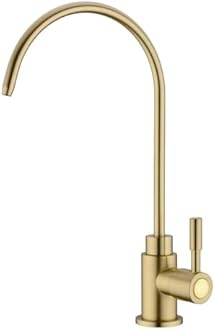 Drinking Water Faucet, Reverse Osmosis Brushed Gold Single Handle Solid Brass Kitchen Bar Sink Drinking Water Faucet Filtration Non-Air Gap Non-Air Gap