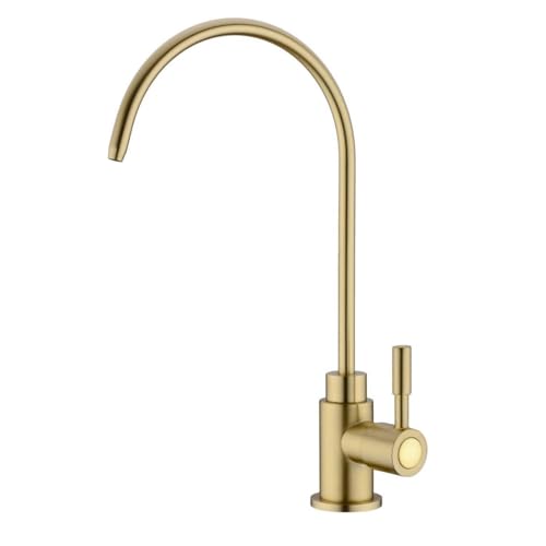 Fonveth Drinking Water Faucet, Reverse Osmosis Brushed Gold Single Handle Solid Brass Kitchen Bar Sink Drinking Water Faucet Filtration Non-Air Gap Non-Air Gap