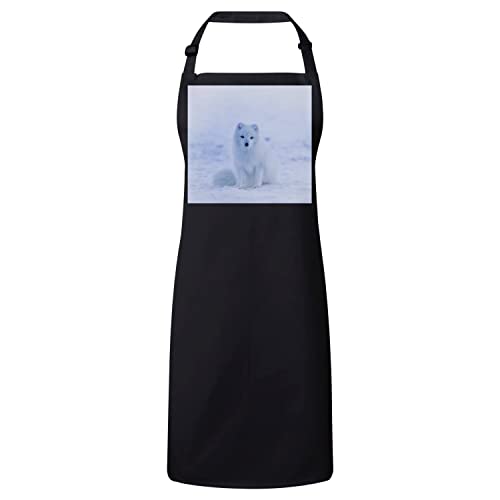 Tablier cuisine noir renard polaire blanc Islande mignon
