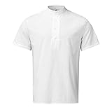 Fashion Mens Solid Henley Collar T-Shirt Casual Slim Fit Summer Tops Basic Short Sleeve Cotton Shirt Blouse(L3, White)