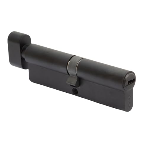 100mm (45/10/45) Oil Rubbed Bronze (Black Color) Euro Profile Lock Cylinder with 5 Keys (dimple), Single Open Copper Lock Cylinder, Anti-Rust Corrosion Resistant
